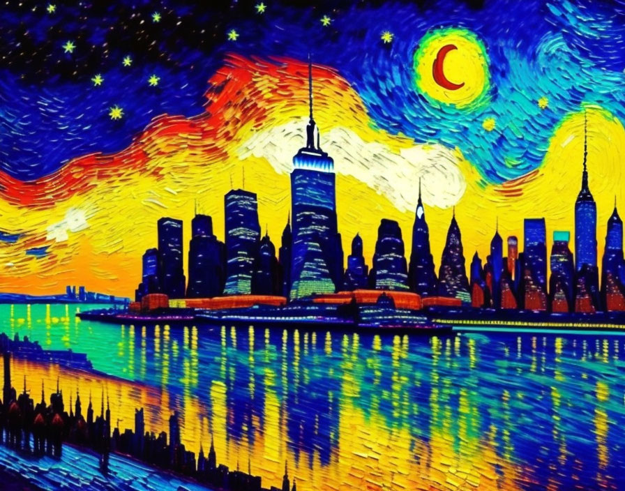 Van Gogh style New York landscape