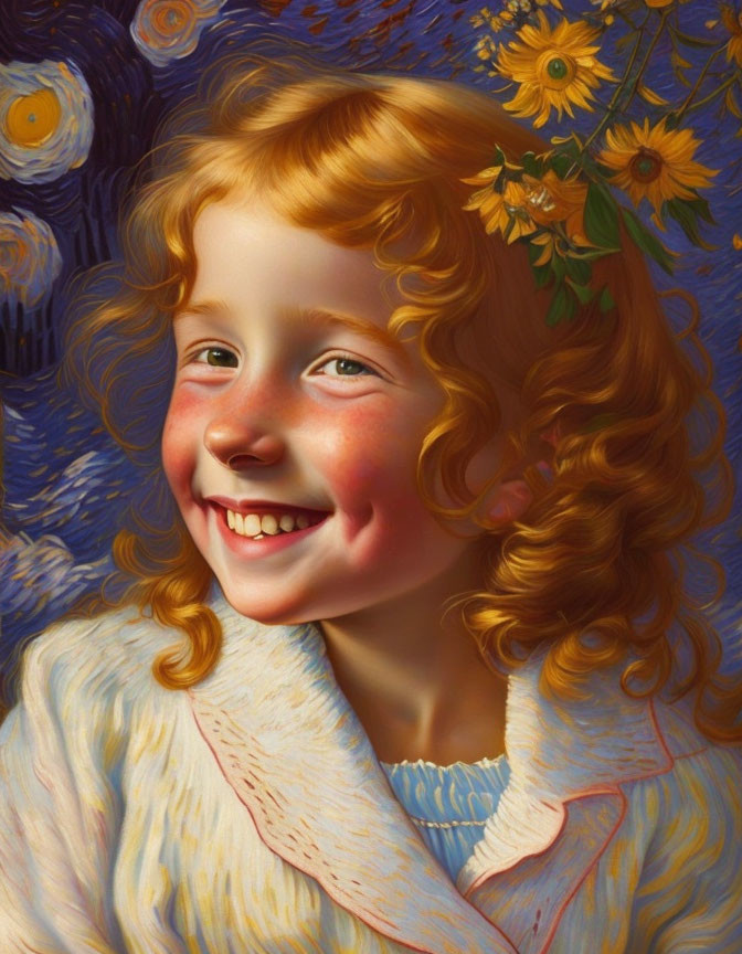 Girl smiling after Van Gogh