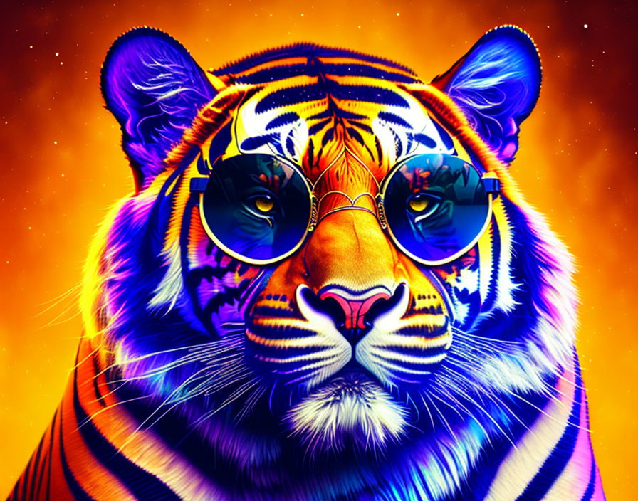 Strong and Great Tiger with sunglasses