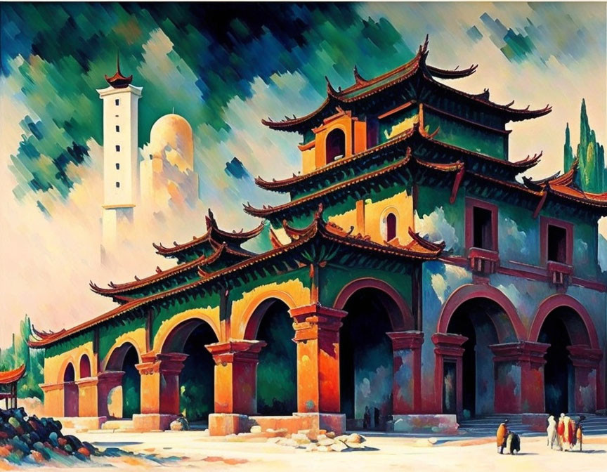 Chinese tower after Cezanne