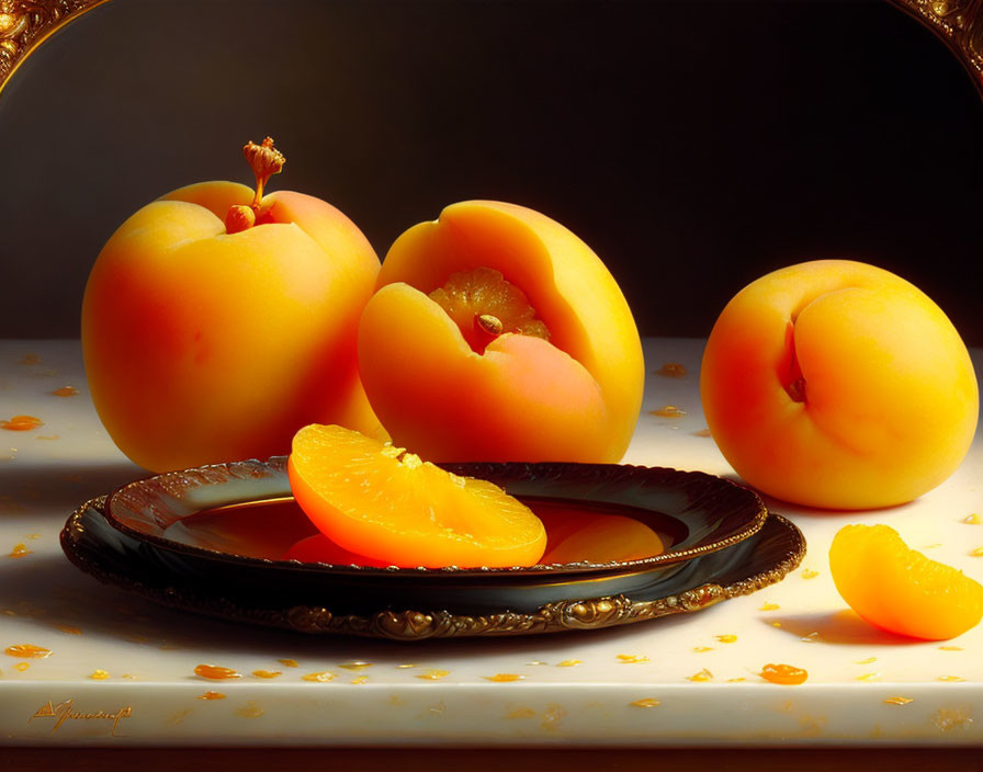 ripe apricots on a plate