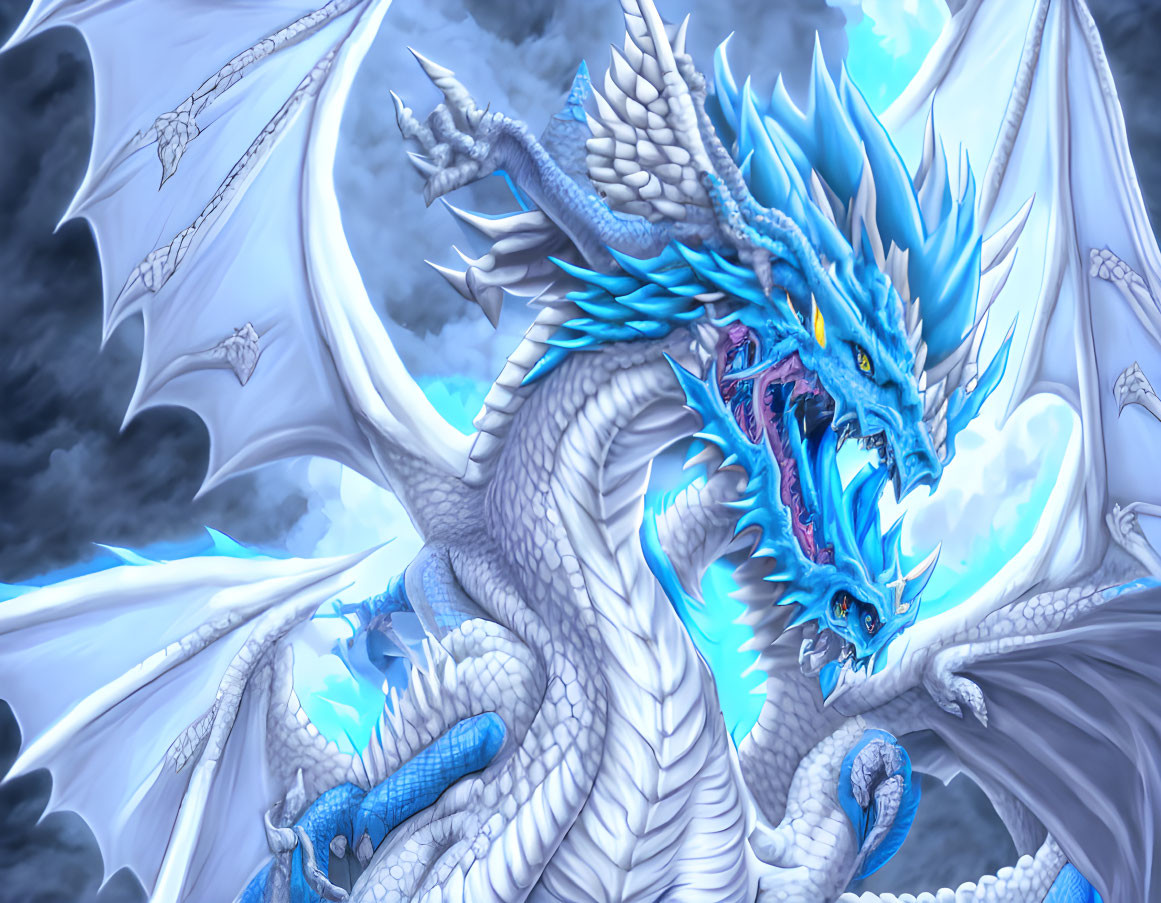 dragão branco de olhos azuis