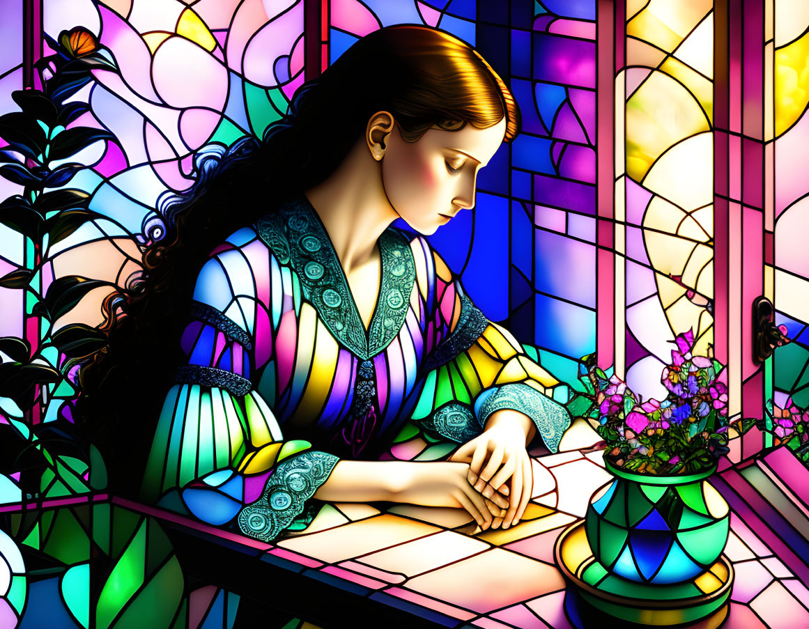 Reading in Stained Glass