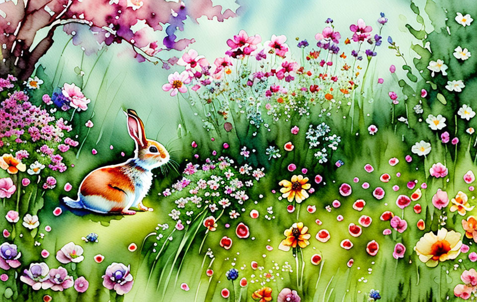 Enchanted Garden: Watercolor Rabbit