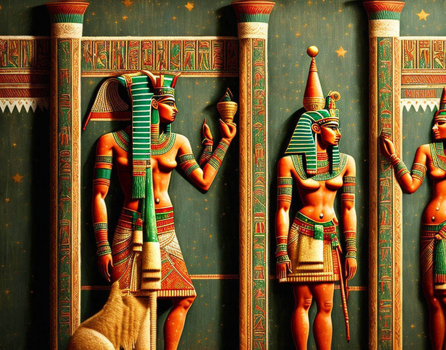 Ägyptische Wandmalerei 