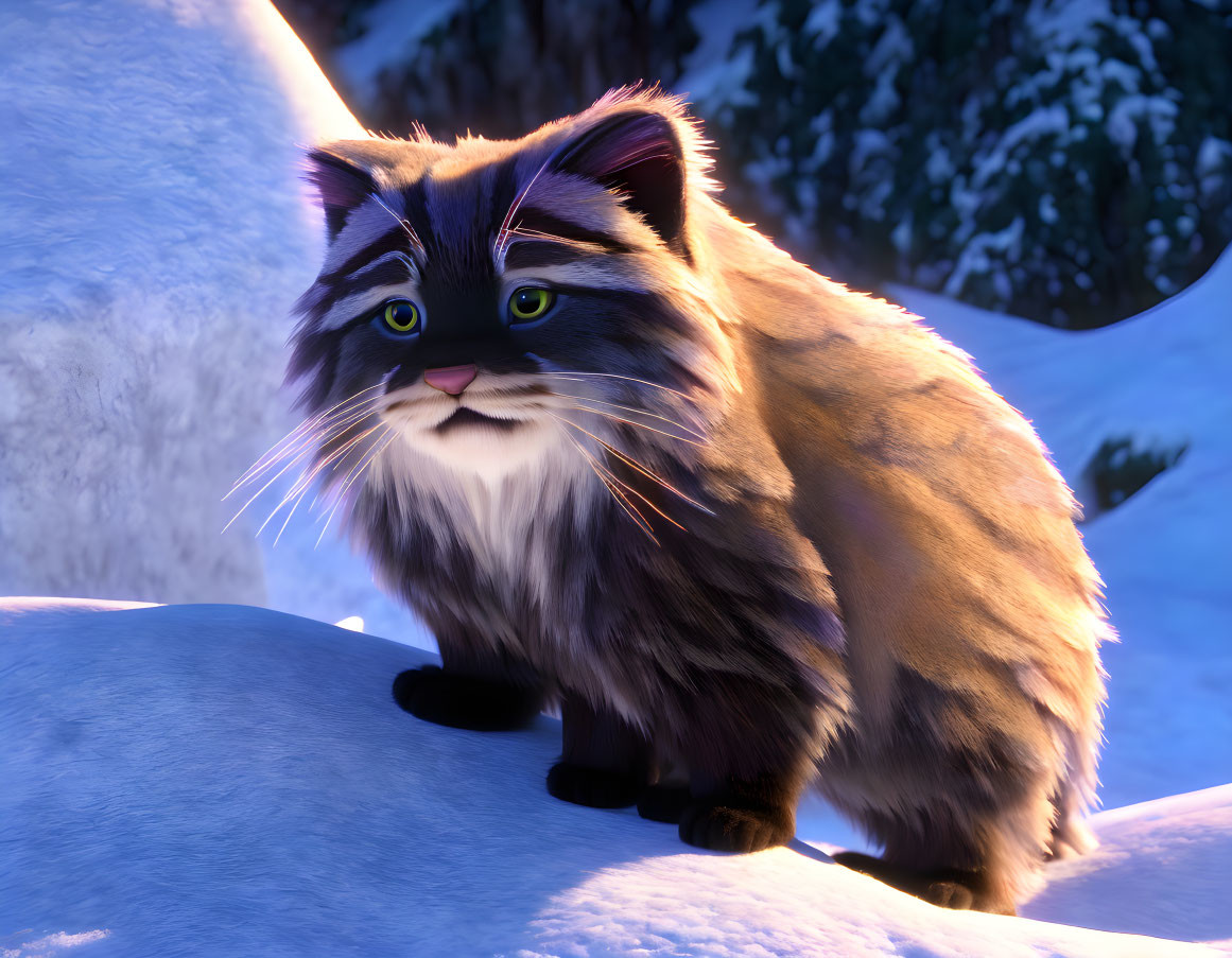 Pallas' Cat on snow