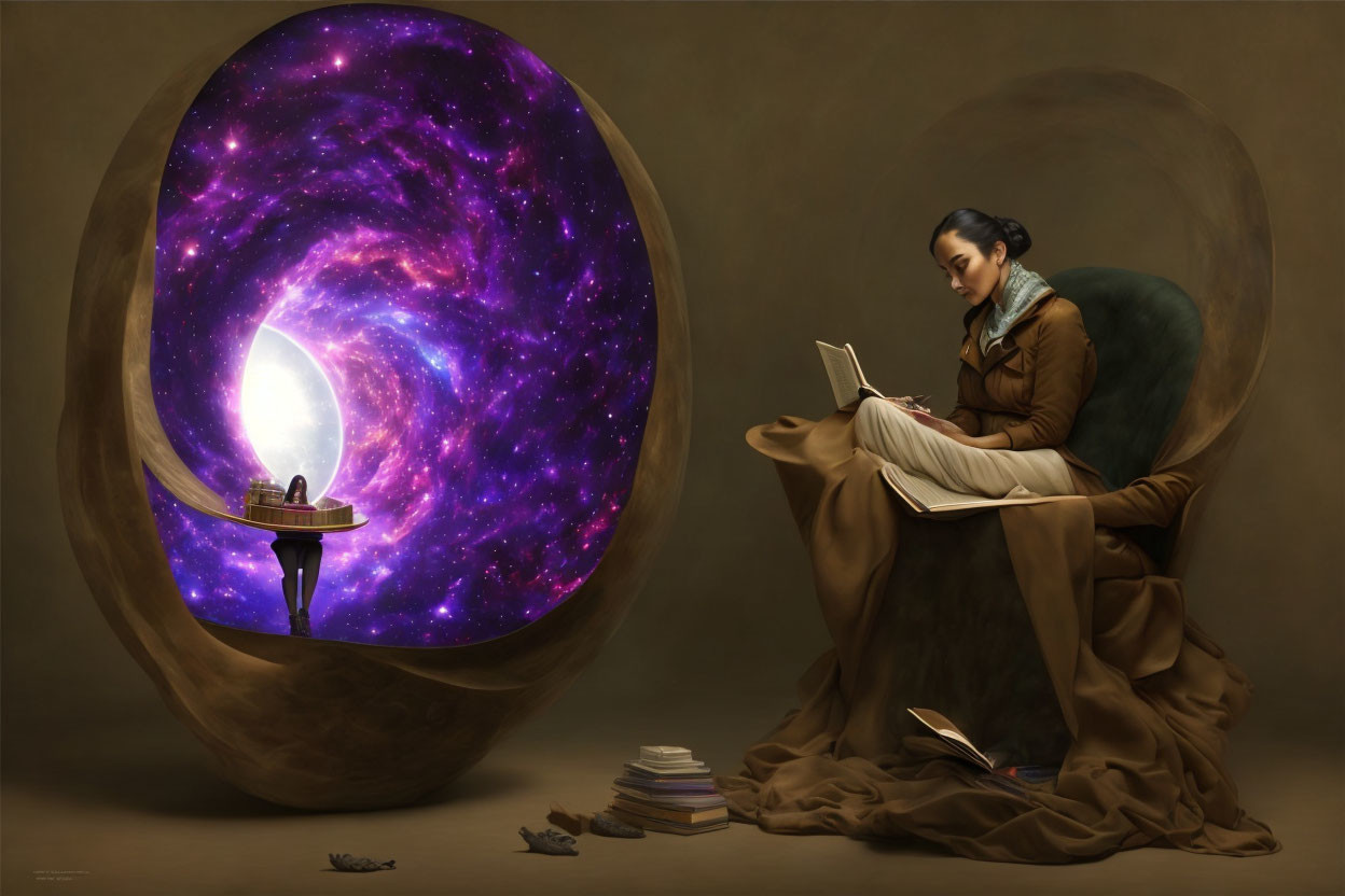 Reading Woman and her Wormhole Portal