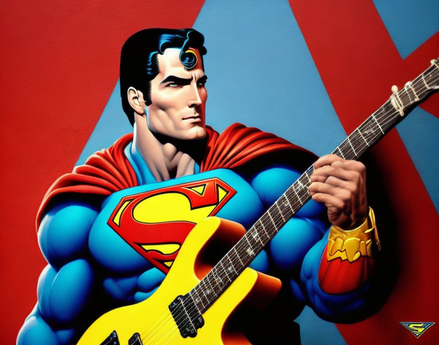 superman playing Guitar 