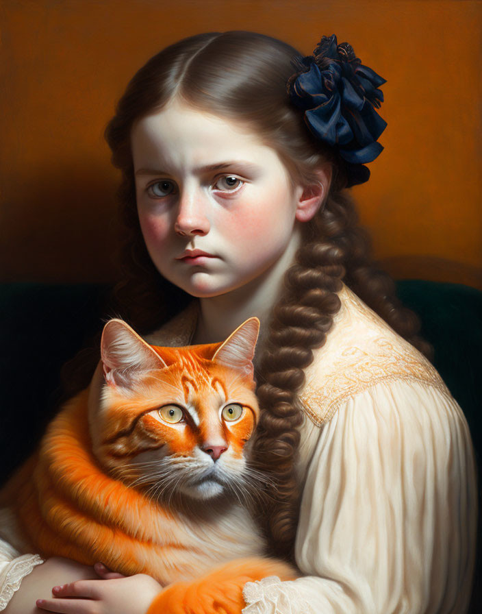 girl with cat. 