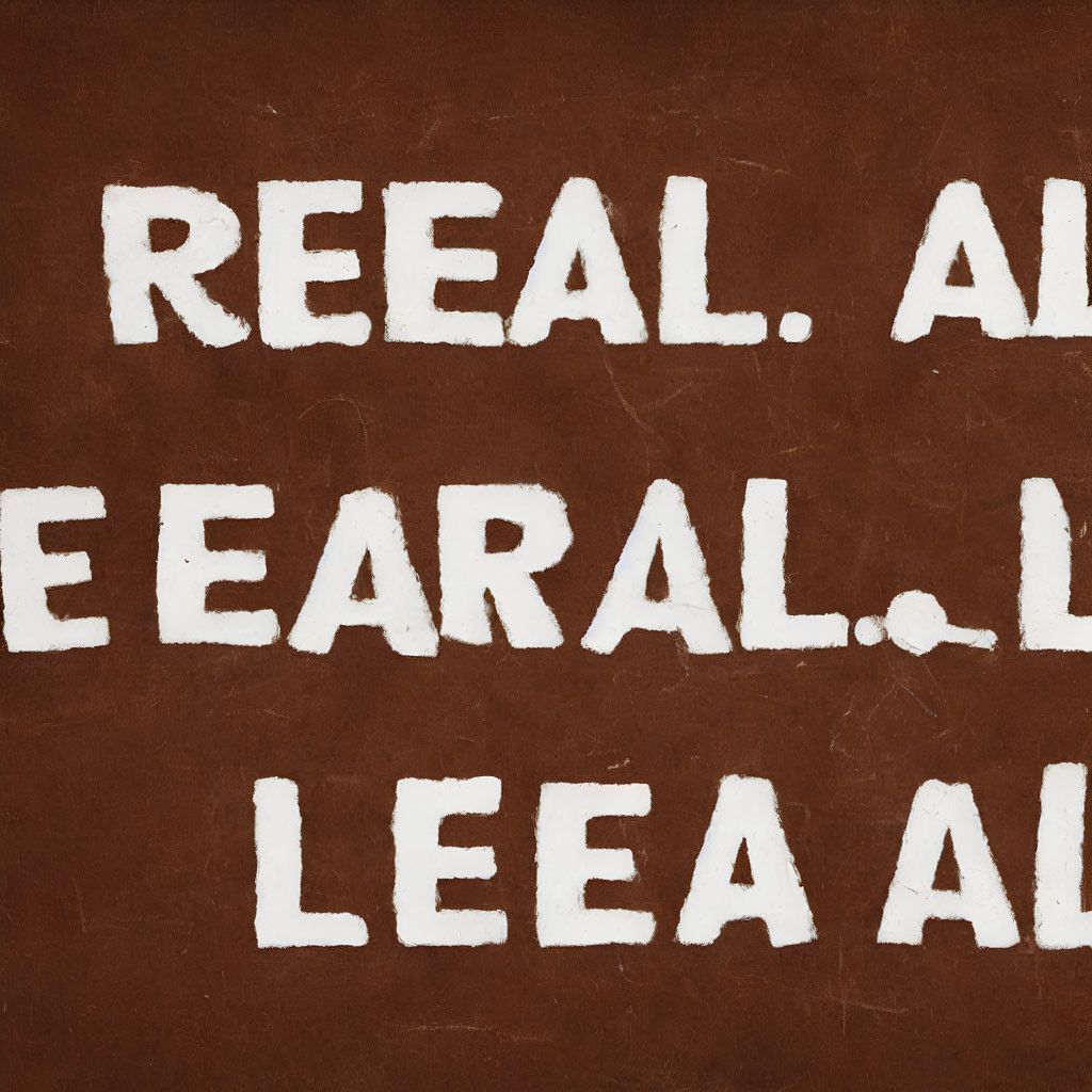 Textured brown background with staggered white "REAL AL" words