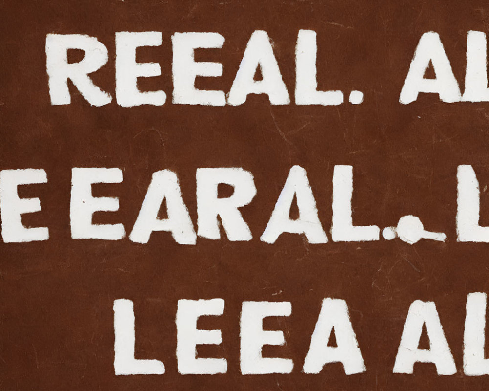 Textured brown background with staggered white "REAL AL" words