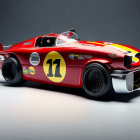Vintage Red Race Car with Number 11 and Sponsor Decals