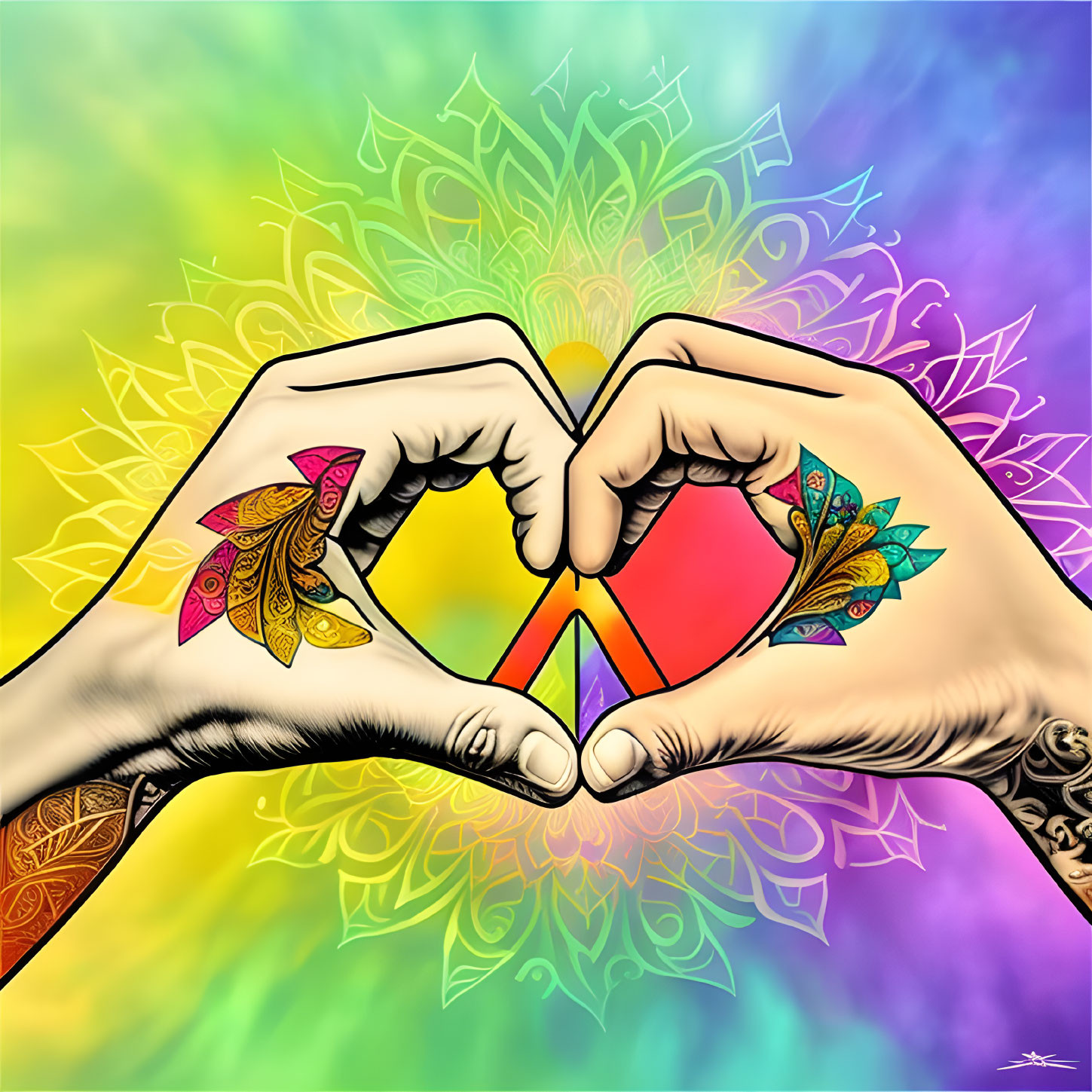 Heart hands, love and peace