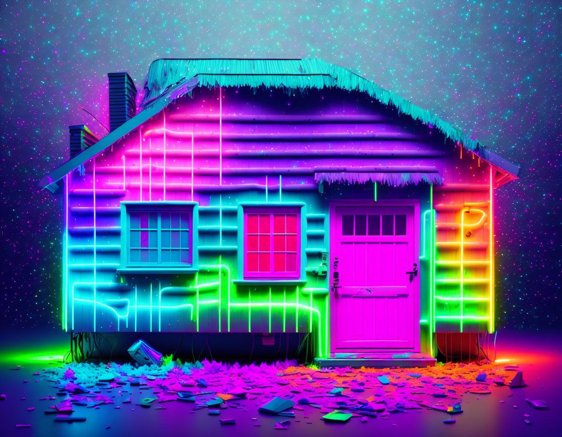 Neon Spooky House 