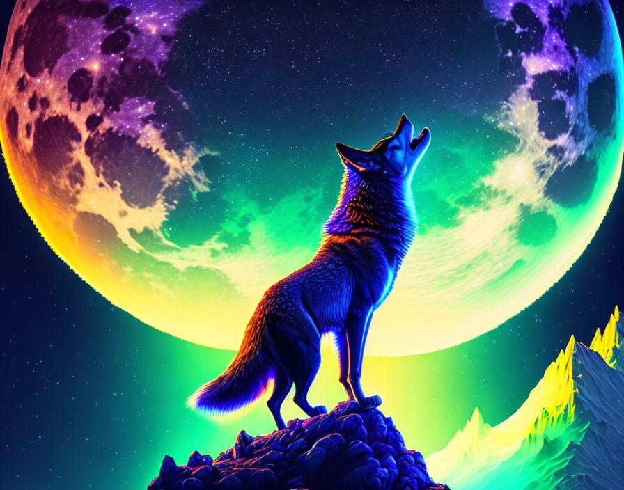 Wolf at Full Moon