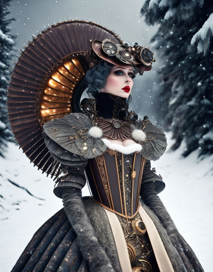 Winter steampunk lady