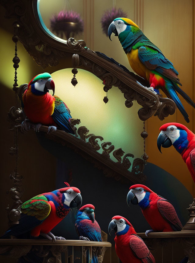 Parrots clowns in a 3D for A.I.: by Hermann Rorsch