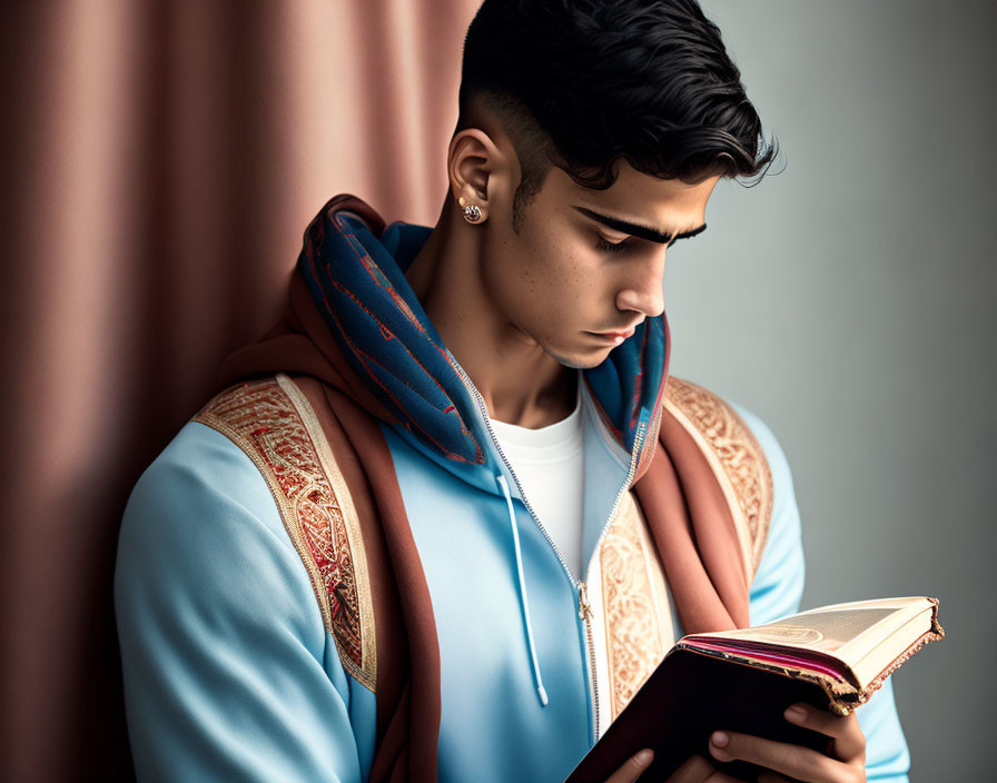 Sad young man holding the Koran