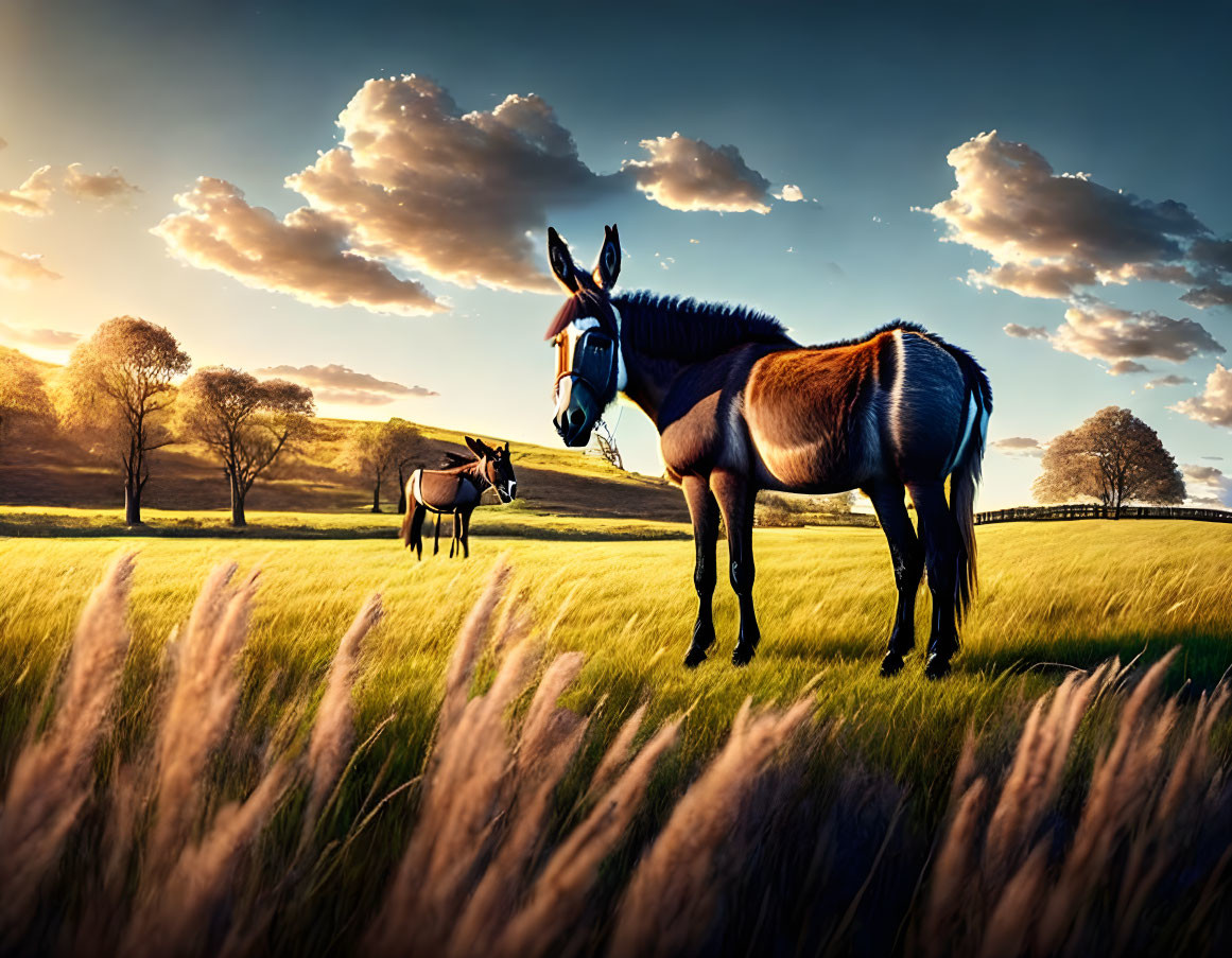 Donkey on a meadow