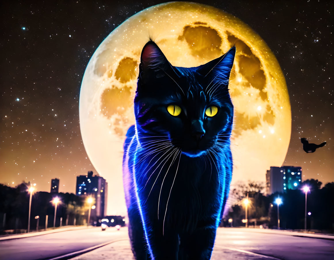 Black Cat and the Moon