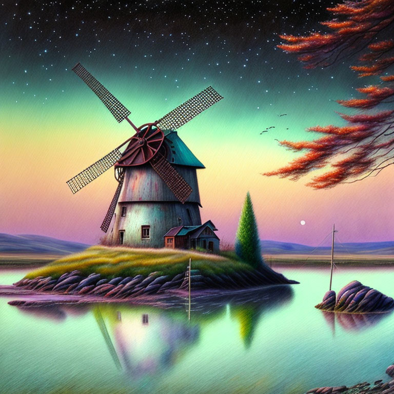 Windmill in a Lake