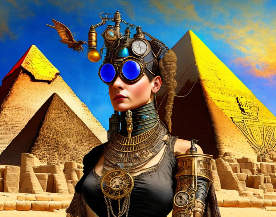 Steampunk Time Traveller in Ancient Egypt