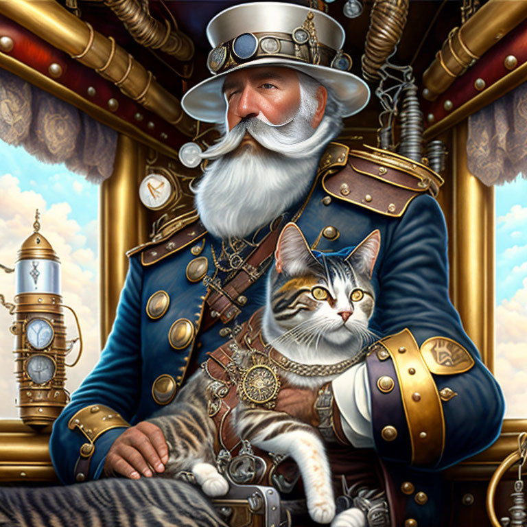 Steampunk Captain and his Cat