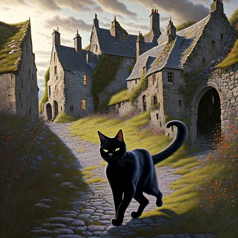 Black Cat in a Ruined Village II