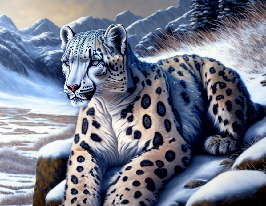 Snow Leopard in mountains III