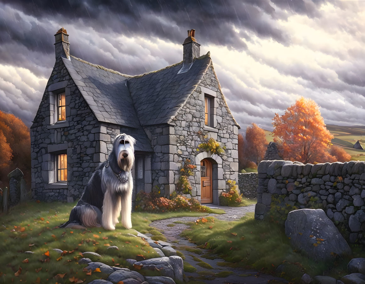 Irish Wolfhound guards his home