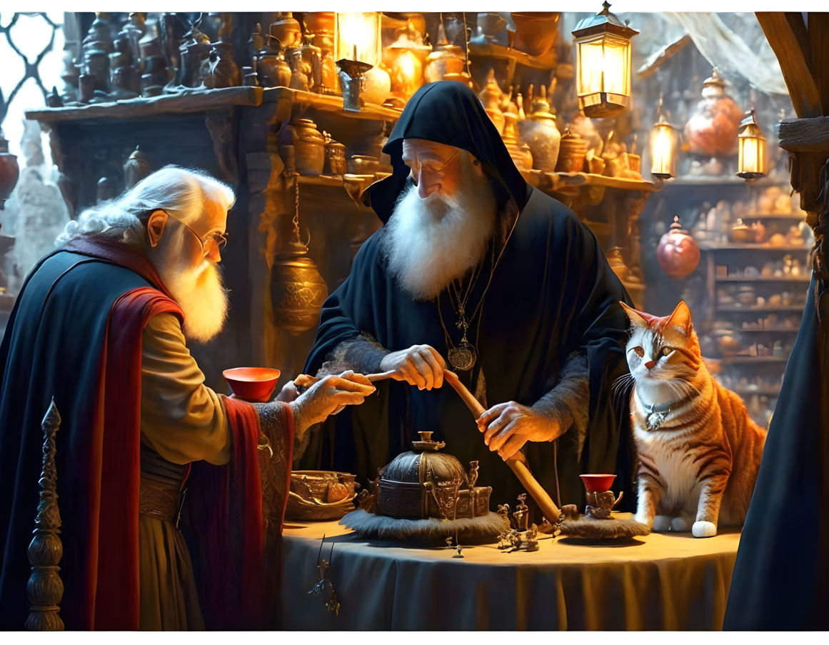 Black Sorcerer and Companion in his magic shop