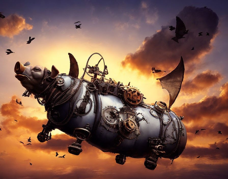 Flying Steampunk Pig I