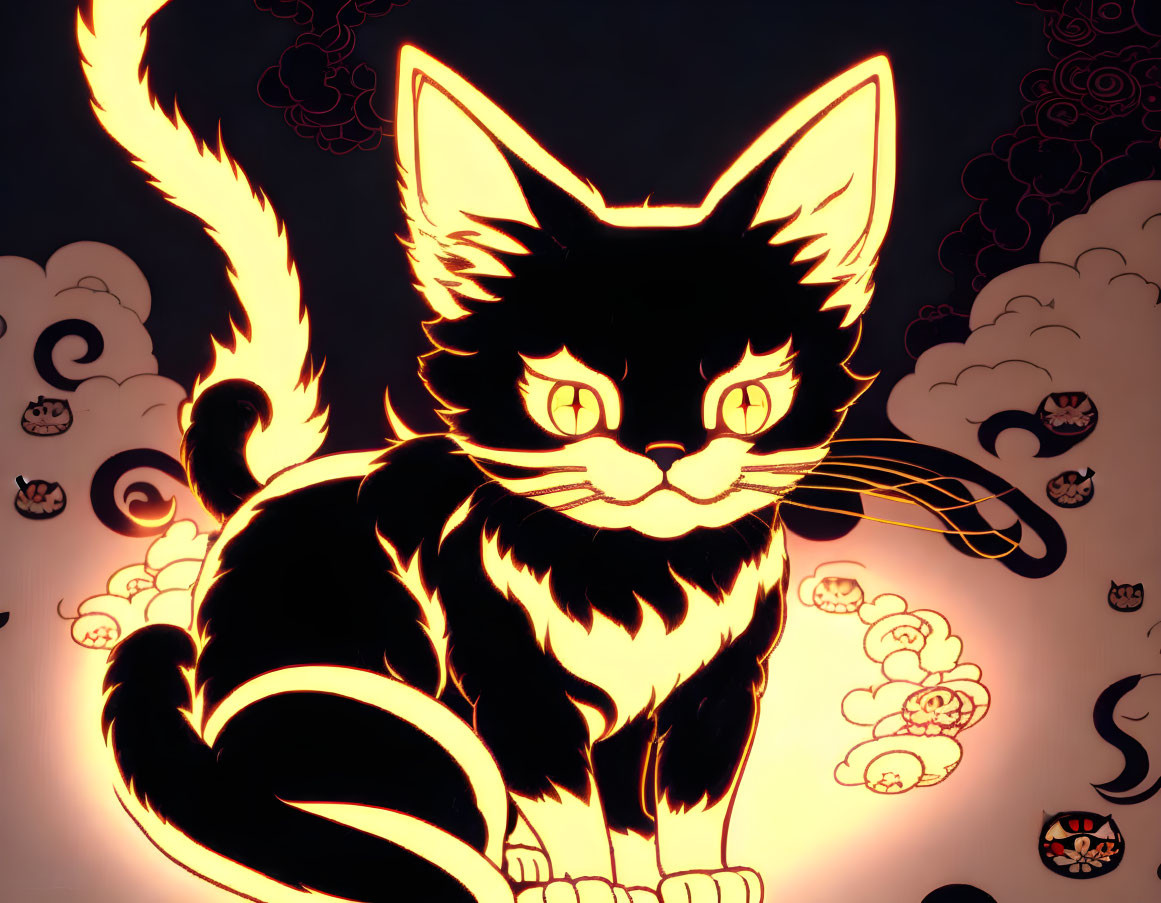 Demonic black two tailed Nekomata Cat Yokai III