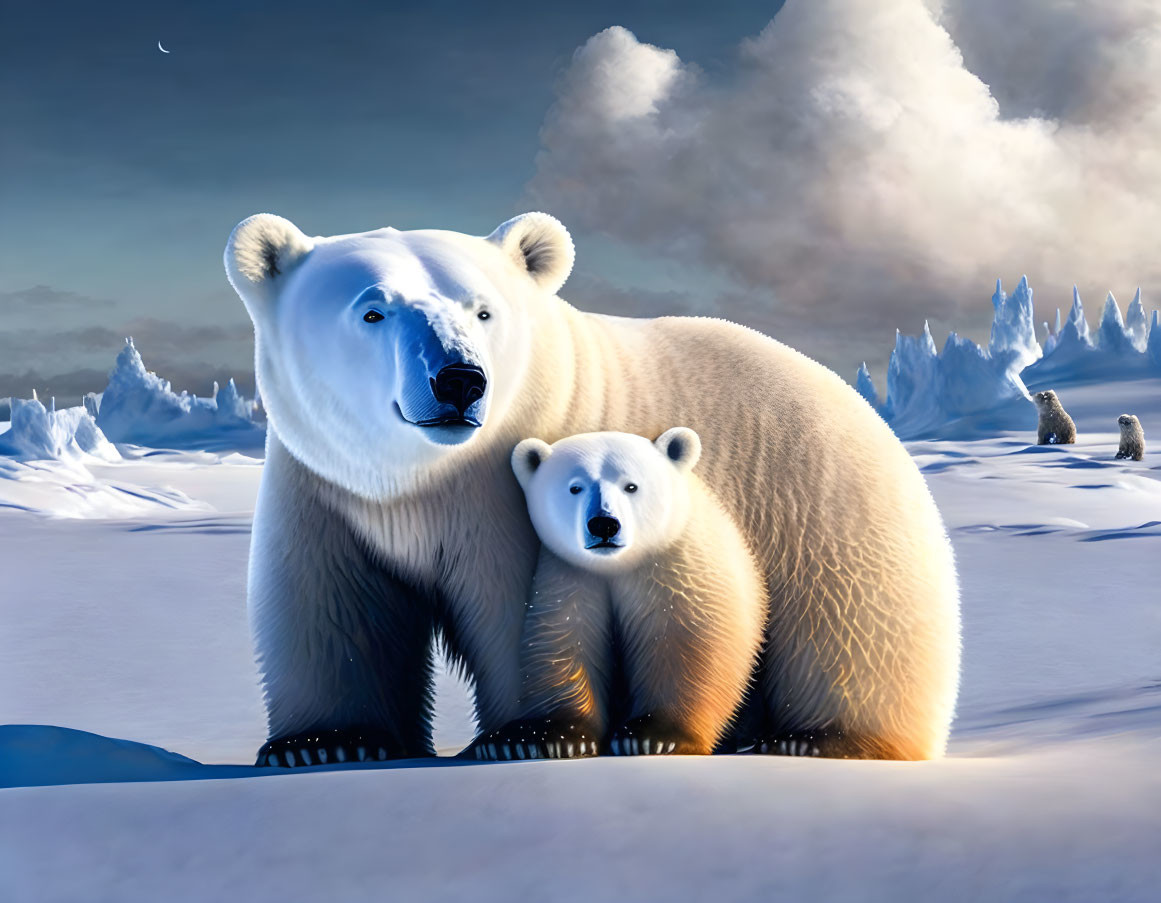 Polar Bear Mother and her Cub