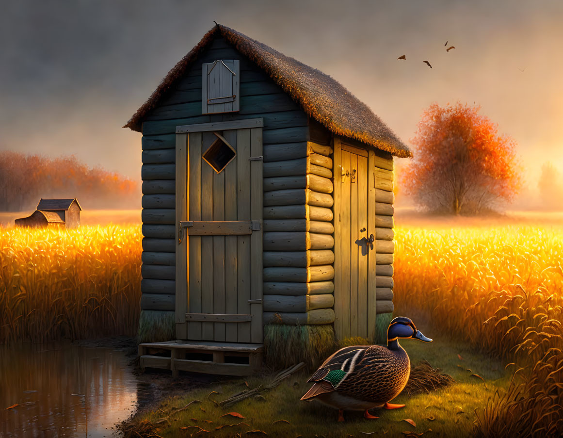 Mallard Wild Duck and Outhouse ("Toilet-Duck")