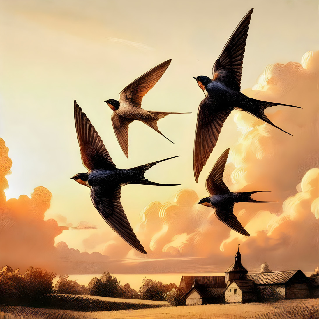 Common Swifts in the sky above