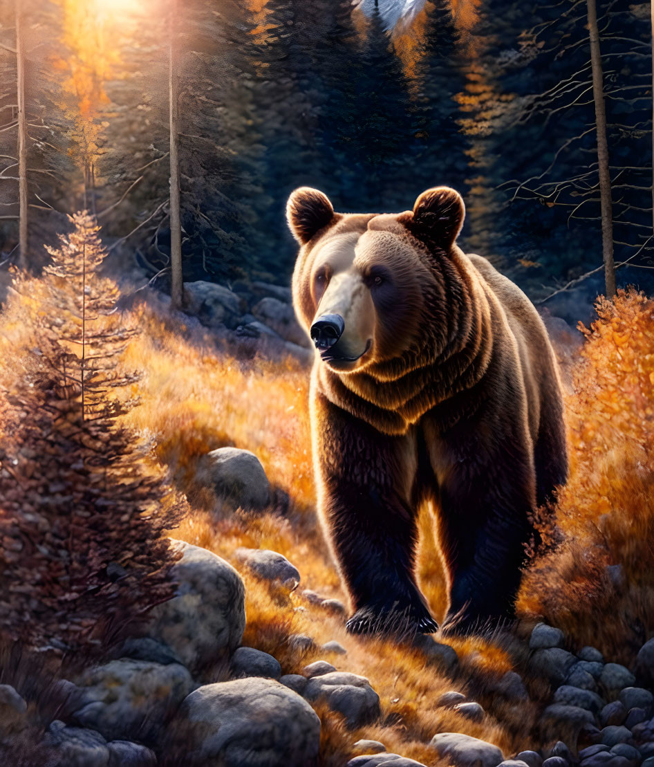 Brown Bear in Alpine Forest