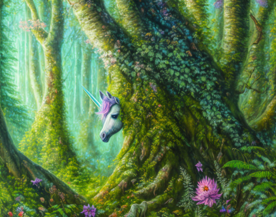 Unicorn in an enchated forest I