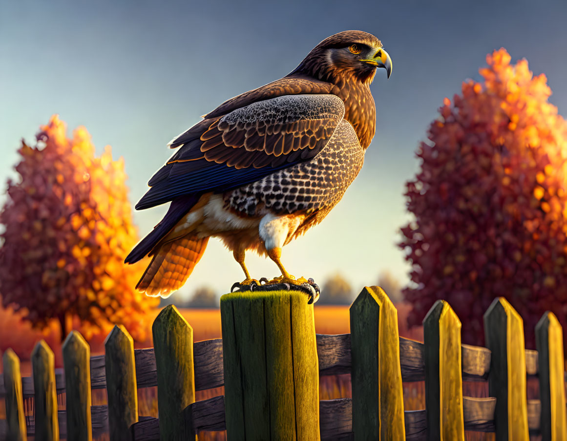 Common Buzzard on a fence post
