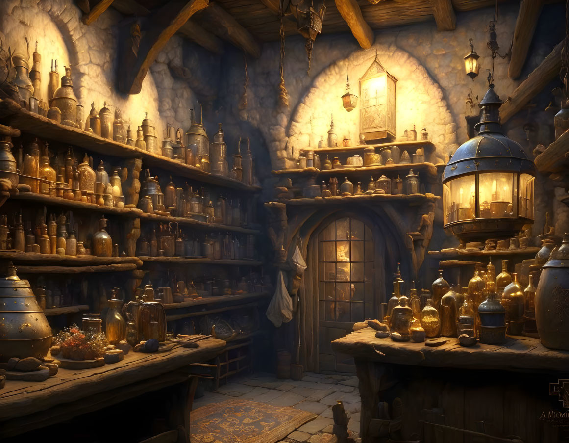Medieval Alchemist's Shop Interior