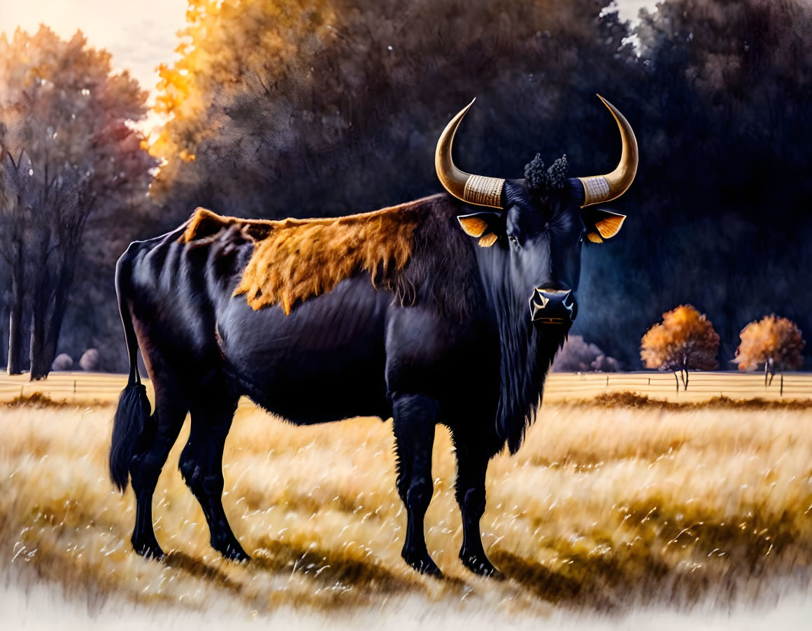 Black Bull on a Farm