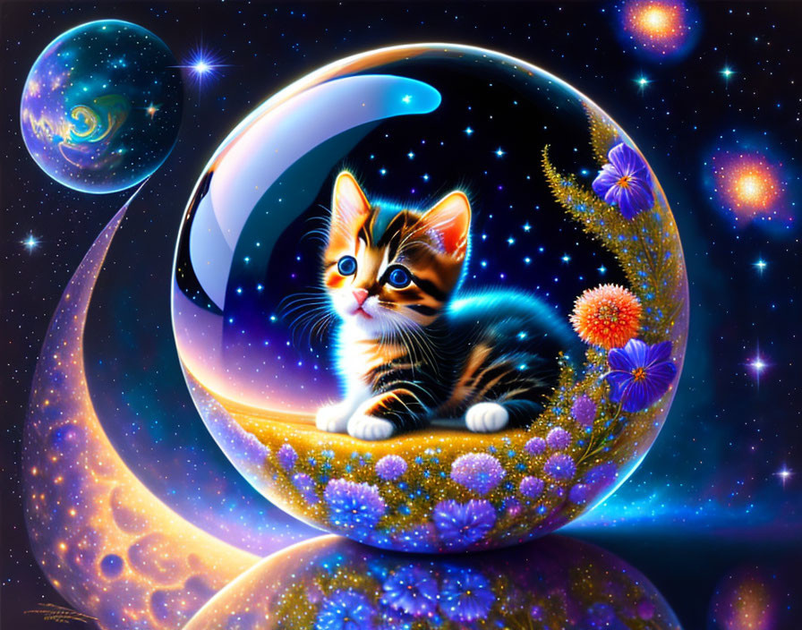 Kitten in a crystal ball in a galaxy far, far away