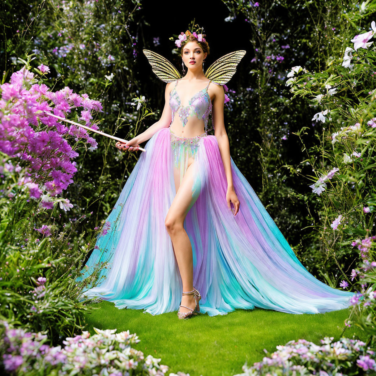 Imagine a fairy with iridescent wings