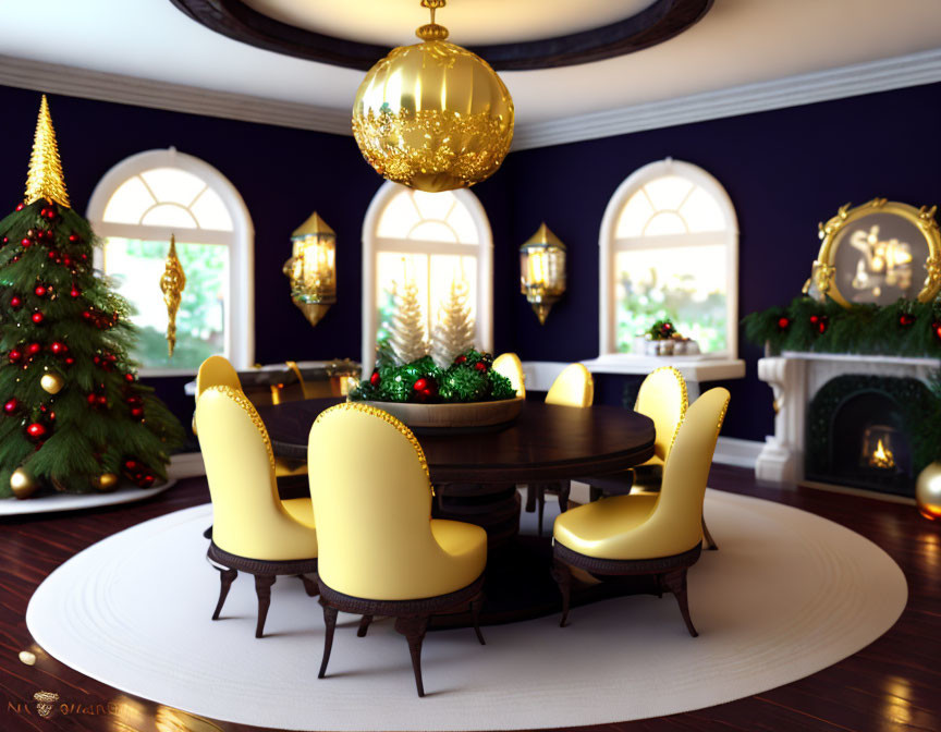 "Bohemia Luxe: Dining Room -Yellow and Navy"