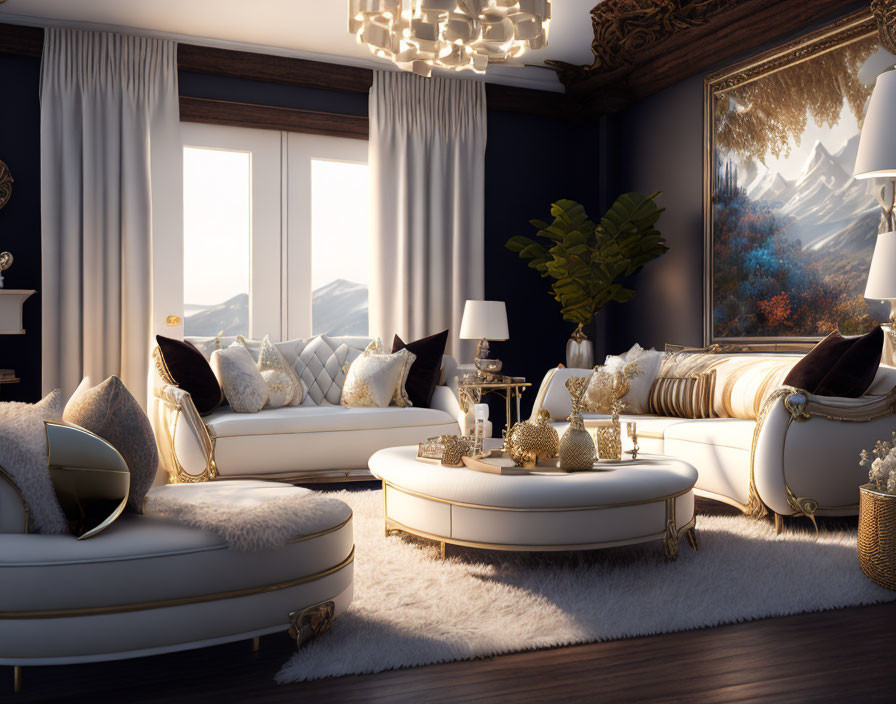 "Bohemia Luxe Living room: Black, White & Gold"