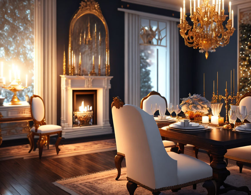 "Bohemia Luxe: Dining Room -Cozy in Navy Blue"