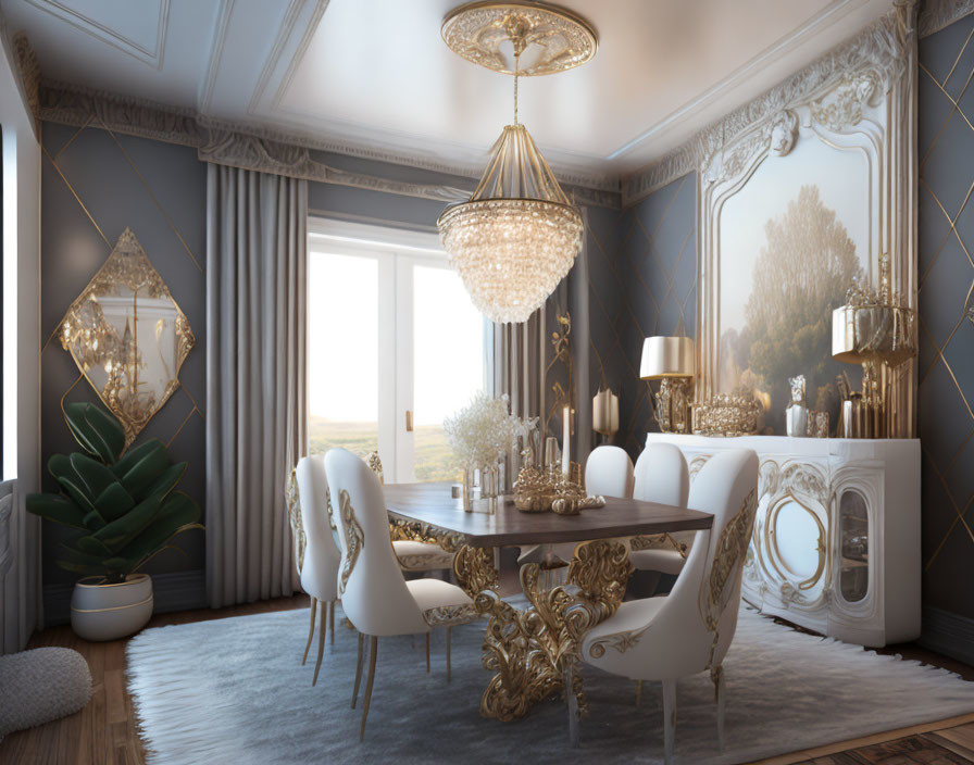 "Bohemia Luxe Dining Room -3:In Grey,White & Gold"