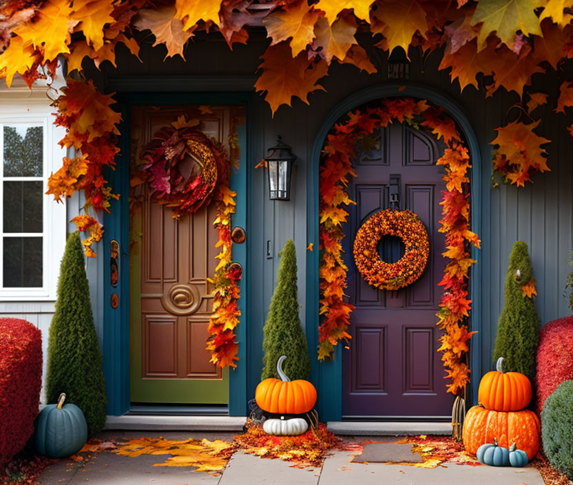 "Neighbors in Autumn Decor"