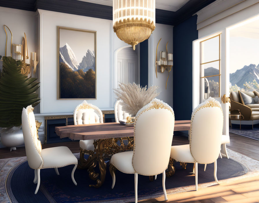 "Bohemia Luxe Dining Room -2:In Navy,White & Gold"