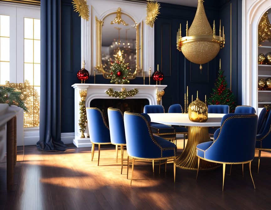 "Bohemia Luxe: Dining Room in Deep Blue"